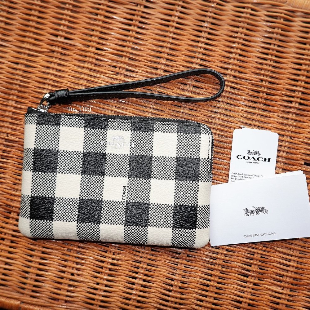 Coach Gingham Corner Zip Wristlet - Picture 4 of 4